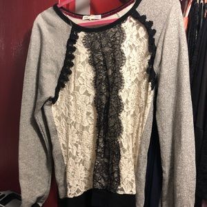Lace detail pullover sweater